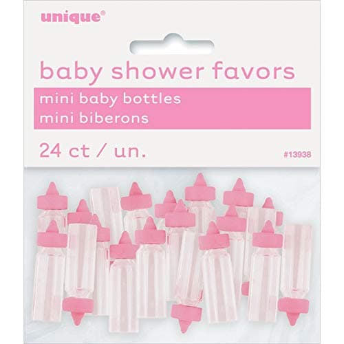 Image of Adorable Pink Mini Baby Bottles - Pack of 24 - Novelty Party Accessories, Party Favors for Baby Shower & Gender Reveal Celebrations