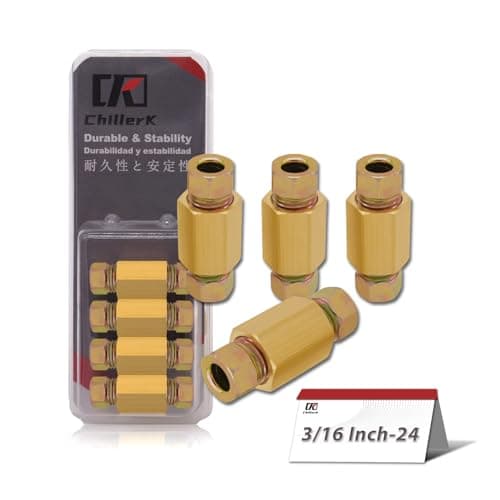 Image of 24 PCS 3/16"-Brake Line Fittings Kits 24 Threads Brake Line Fittings Assortment Kits for 3/16" Brake Line Tube Includes 8 PCS Unions 16 PCS Nuts