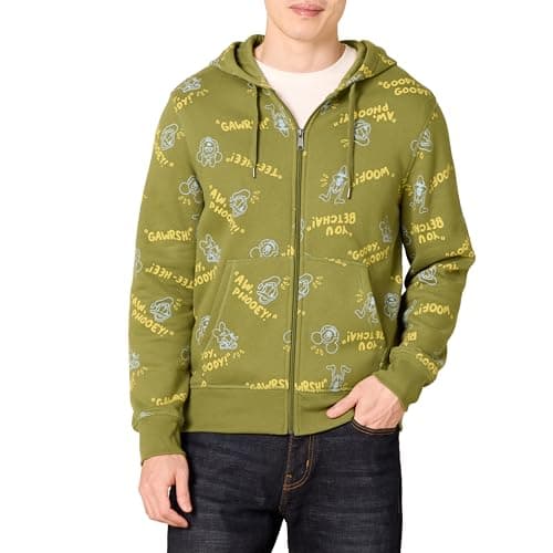 Image of Amazon Essentials Disney | Marvel | Star Wars Men's Fleece Full-Zip Hoodie Sweatshirts (Available in Big & Tall), Mickey and Friends, XXL