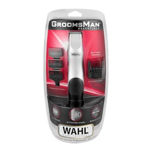 Image of Wahl Groomsman Battery Hair Trimmer, Beard Trimmer for Men, Men’s Hair Trimmer, Stubble Trimmer, Male Grooming Set, Battery Powered, Stubble Trimmers, Beard Care Kit