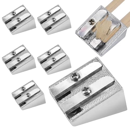 Image of 6Pcs Double Hole Metal Pencil Sharpeners, Ø8/11mm Portable Mini Aluminum Sharpener, Dual Holes School Pencil Sharpener, Manual Small Crayon Sharpeners, Wedge Shape Sharpeners with 2 Holes