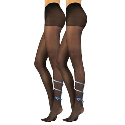 Image of CALZITALY Pack 2 Pairs 40 Den Support Tights | Medium Compression Support Pantyhose | S M L | Black, Natural | Italian Hosiery | (Black, L)