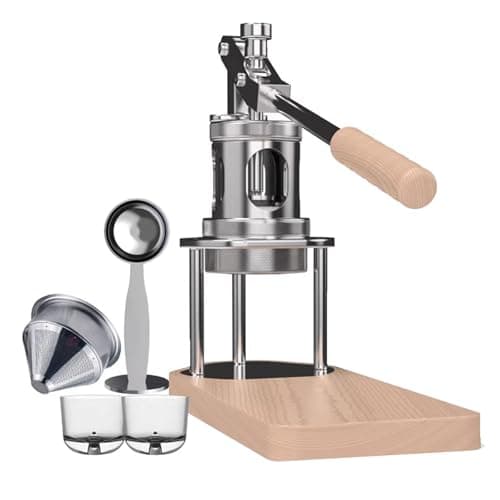 Image of Manual Espresso Machine - Portable Lever Press Coffee Maker with Pressure Gauge (6-9 Bar) - Compatible with 58mm Portafilters for Home, Travel, Camping, and Office