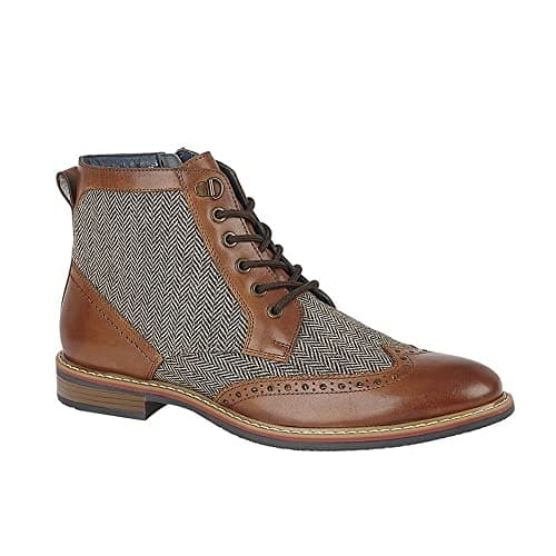 Image of Roamers Mens Herringbone Leather Ankle Boots (10 UK) (Tan)