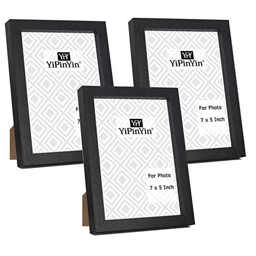Image of 5x7'' (17.8x14.7cm) Boxed Gallery Photo Frames Set of 3 – Black MDF Picture Frames with Perspex Window for Tabletop or Wall Mount, Ideal for 5x7 Photos, Home Decor & Gifts
