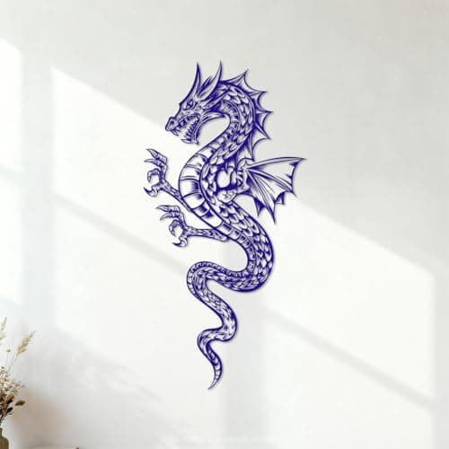 Image of Angry Dragon Cartoon Engraving Stickers 47.6x95.3cm Personalized Customization DarkBlue