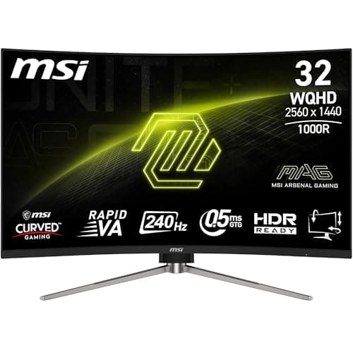 Image of MSI MAG 325CQRXF E2 32 Inch WQHD Curved Gaming Monitor - 1000R 2560 x 1440 Rapid VA Panel, 240 Hz - 05ms (GtG, Min), Adaptive Sync - DP 14a, HDMI 20b CEC, USB Type-C (DP alt w- 15W PD)