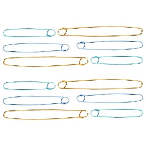 Image of 12-Piece Aluminum Knitting Stitch Holder Set - 3 Assorted Sizes (120mm, 150mm, 200mm) with Secure Locking Clips, Colorful Stitch Keepers for Sweaters, Scarves, and Yarn Crafts