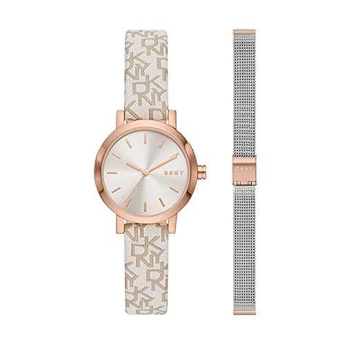 Image of DKNY Watch for Women Soho, Three Hand movement, 28mm Rose Gold Stainless Steel case with a Stainless Steel strap, NY6605SET