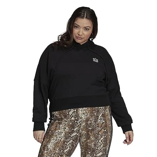 Image of adidas Originals Womens Plus Size Cropped Hoodie, Black, 1x