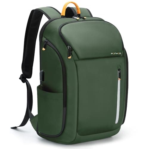 Image of Ponhog Mens Backpack - 30L Large Capacity Laptop Rucksack for Men, 17.3 Inch Anti-Theft Business Bag with USB Port & Multiple Pockets, Durable 900D Nylon for Work/Travel/College,Light Green