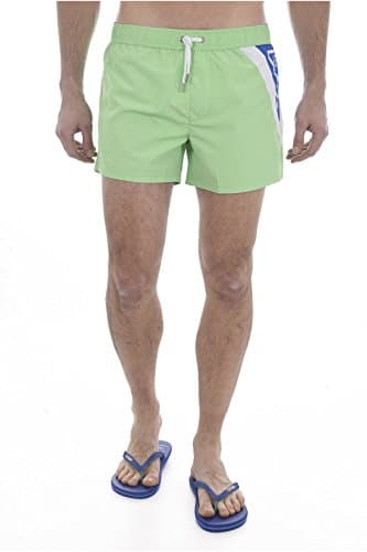 Image of GUESS Men's Triangle Logo 13 Inch Elastic Waist Swim Trunk, Hollywood Hillside, Small