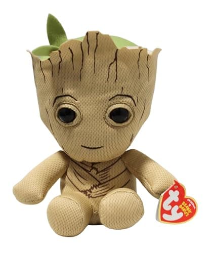 Image of TY Marvel Avengers Groot Regular, Licensed Squishy Beanie Baby Soft Plush Toys, Collectible Cuddly Stuffed Teddy