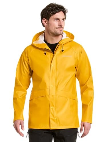 Image of Didriksons Avon Men's Waterproof Rain Jacket Galon Rubberised Coat Windproof - Yellow
