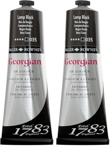 Image of Daler Rowney Georgian Oil Paint, Aluminium Tube, 7.61oz - 225 ml, Lamp Black (Pack of 2)