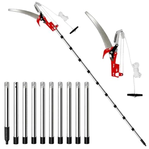 Image of Jonuin Tree Loppers Long Reach Telescopic, 81-406cm Extendable Pole Pruner with 34cm Steel Saw Blade, 2-in-1 Branch Cutter for Garden High Tree Pruning, Lightweight Garden Shears for Yard Orchard