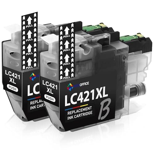 Image of MEGOFFICE High-Yield LC421XL Black Ink Cartridge Compatible for Brother LC-421XL BK for Brother DCP-J1050DW DCP-J1140DW MFC-J1010DW Printers(2 Black)