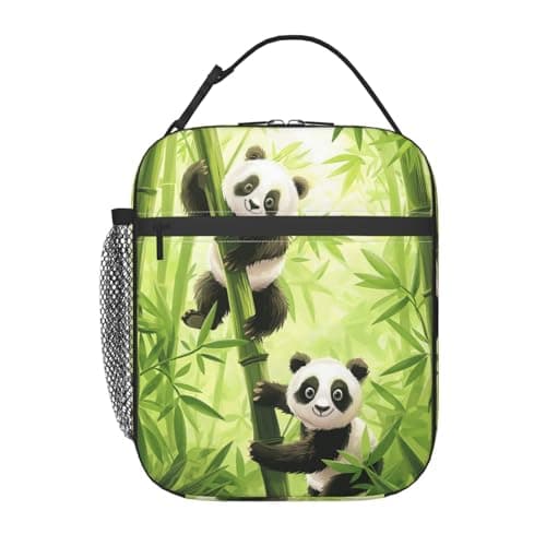 Image of VANZEV Lunch Box for Women Men, Bamboo Panda Insulated Lunch Box Reusable Portable Lunch Bag Cooler Tote Waterproof Lunch Container for Office Picnic Work Travel Hiking