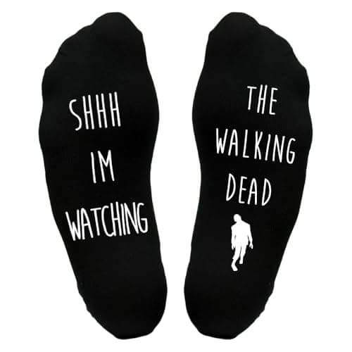 Image of Tee Monkey Watching WD Socks One Size Black Funny Joke Walking Gift Idea Him Her Dead Fan Lover