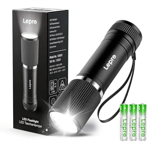 Image of Lepro Small Torch Battery Powerd, Bright LED Flashlight with Aluminum Body, IPX4 Waterproof Perfect for Camping, Home Emergency, Dog Walking, Daily Carry, Outdoor Hiking (Batteries Included)
