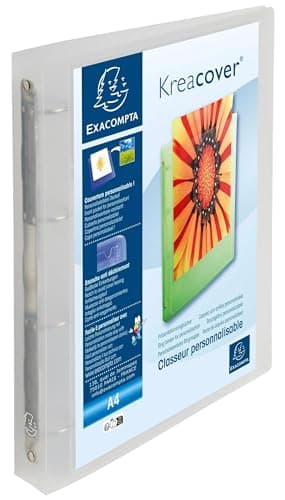 Image of Exacompta Krea Cover A4+ 1mm Thickness 40mm Spine Polypropylene 4-Ring Binder Clear – Pack of 12
