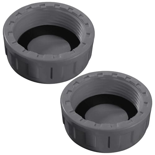 Image of Lyeteung 2 PCS G1-1/4 Pipe PVC Threaded Cap, Kitchen Sink Waste Pipe Blanking Cap Female Thread, Appliance Trap Blanking Caps, with Sealing Rubber Rings, for Sealing Joints and Pipes End, Grey
