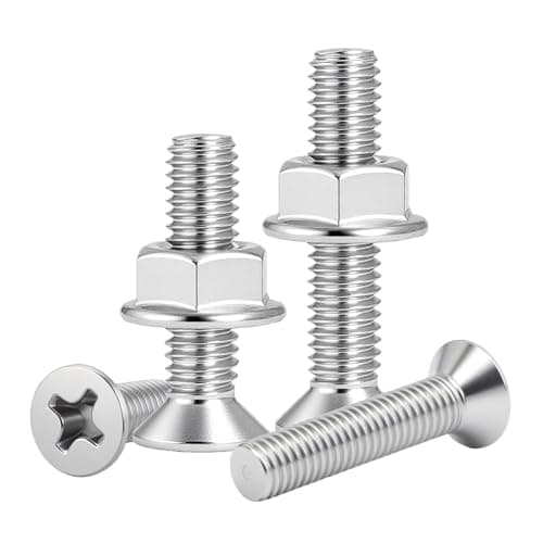 Image of mawmuaw 25 Sets Countersunk Bolts M4x10 mm and M4 Nuts Flat Head Screws and Hex Nut Machine Screws Stainless Steel Flange Nuts and Bolts Phillips for Furniture Machinery and Electrical Appliances