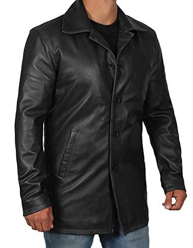 Image of fjackets 3/4 Genuine Leather Jacket Men - black leather jacket for men | [1500042] Suprnatural Black, S