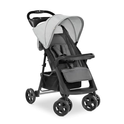 Image of hauck Shopper Neo II, Grey - Lightweight Pushchair with Snack Tray, Cup Holder & Raincover, Compact & One Hand Folding, Fully Reclining from Birth up to 22 kg