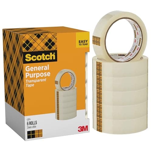 Image of Scotch 508 Transparent Tape, Pack of 6 Rolls, 25 mm x 66 m - Strong and Sticky Tape for General Purpose Wrapping, Sealing and Mending - Cardboard Pack