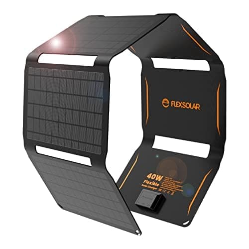 Image of FlexSolar 40W Foldable Solar Charger, USB C Portable Solar Panel, PD2.0 QC3.0 DC Ports, IP67 Waterproof ETFE Power Emergency for Camping Hiking, Compatible with Smartphone Tablet Headphone Laptop