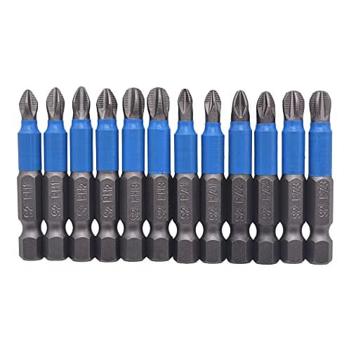 Image of Fongmore 12Pcs 50mm S2 Steel Magnetic Anti Slip Cross Pozidriv Screwdriver Bits Set PH1 PH2 PH3 PZ1 PZ2 PZ3 1/4 Inch Hex Shank Cross Head Drill Bit