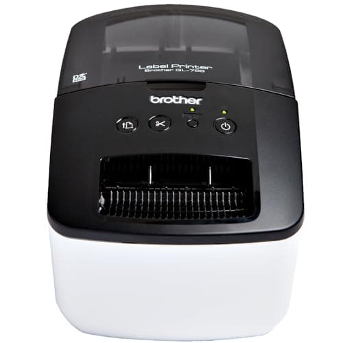 Image of Brother QL-700 Label Maker, USB 2.0, Address Label Printer, Desktop, Up to 62mm Wide Labels, UK Plug, Black Print Only