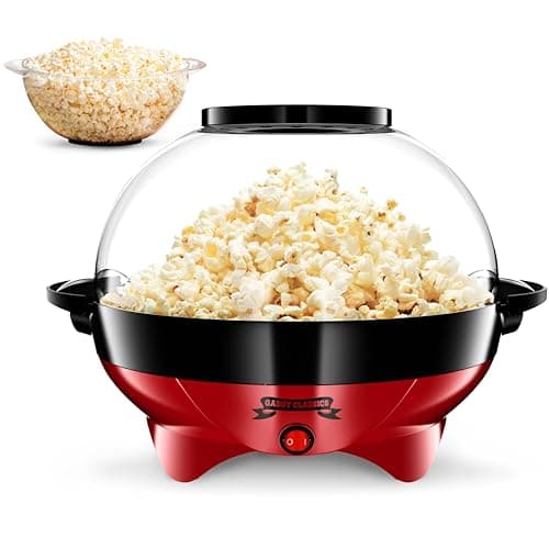Image of Gadgy® Popcorn Maker Round, 800w Non-stick Coated Pop Corn Machine, Removable Lid, Even Heating Surface, Quiet & Fast Machines, Sugar, Oil & Butter Supportable, 5l Large Sized