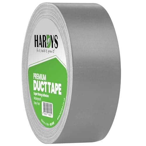 Image of Hardys Silver Duct Tape, 48mm x 50m (Pack of 1) | Waterproof Gaffer Tape for Electrical, Plumbing, Indoor & Outdoor Use | 220um Heavy Duty Thickness, Extra-Strong Adhesive
