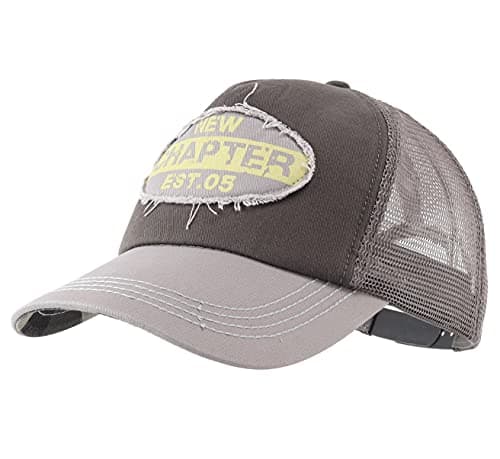 Image of Decentron Mens Vintage Mesh Trucker Hat Outdoor Adjustable Baseball Cap Clean Up Snapback Cap (Grey1)