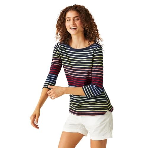 Image of Regatta Bayletta Lightweight Cotton Blend Women's T-Shirt, Navy Blue/Multi, 4