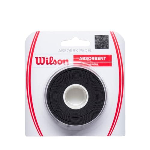 Image of Wilson AbsorbX Padel Overgrip, Ultra-Absorbent For A Dry Grip Feel, For Lasting Play In Sweaty Conditions, 3-Pack, Colour: Black