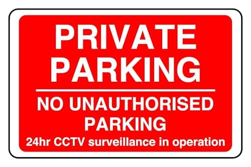 Image of No Parking Private Parking No Unauthorised Parking - safety sign - 1.2mm Rigid plastic for indoor/outdoor usage (600mm x 400mm) Viewing Distance within 20m.