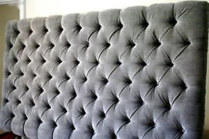 Image of SLEEP ZONE Roma Headboard in Chenille Fabric with Matching Buttons 30" Height (5ft king size, light grey)