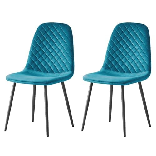 Image of AINPECCA Set of 2 Velvet Dining Chairs Fabric Upholstered seat with Metal Legs Dressing Lounge Home (2, Dark Teal)