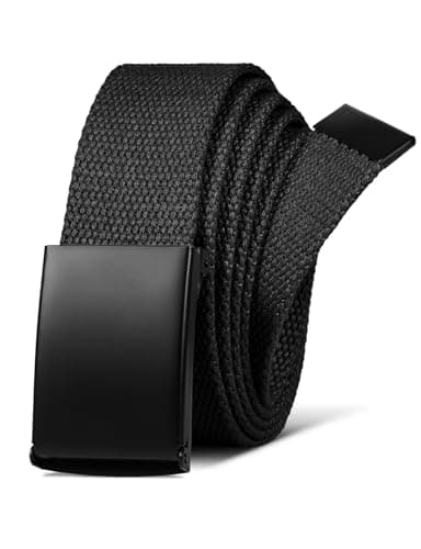 Image of LXMY Belts for Men,Work Belts for Men,Mens Adjustable Canvas Fabric Nylon Golf Belt Fits Anywhere(Black)