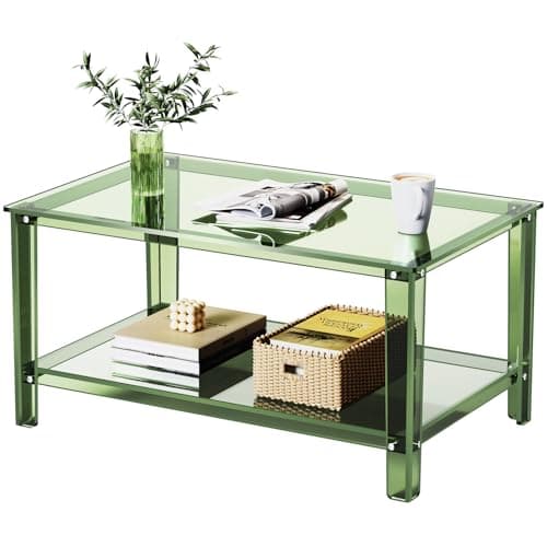 Image of solaround Acrylic Coffee Table, Modern Center Table, 80 x 50 x 40 cm (Green)