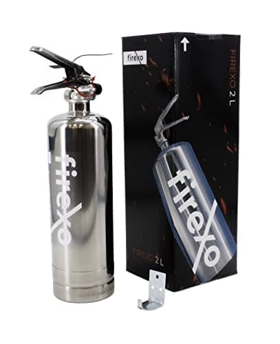 Image of Firexo All in One Stainless Steel Fire Extinguisher (2 Litre / 2 kg) Chrome - Multipurpose Extinguisher for ALL FIRES inc. Li-ion Battery Fires! - Emergency Safety Equipment for Indoor/Outdoor
