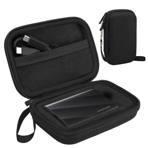 Image of Lacdo Hard Carrying Case for Samsung T9 Portable Solid State Drives 1TB 2TB 4TB USB 3.2 External SSD Hard EVA Shockproof Storage Travel Bag, Black+Black