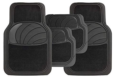 Image of Streetwize SWCM108 Azura Combination Rubber/ Carpet Mat Set - Black with Carbon Trim (4 Pieces)