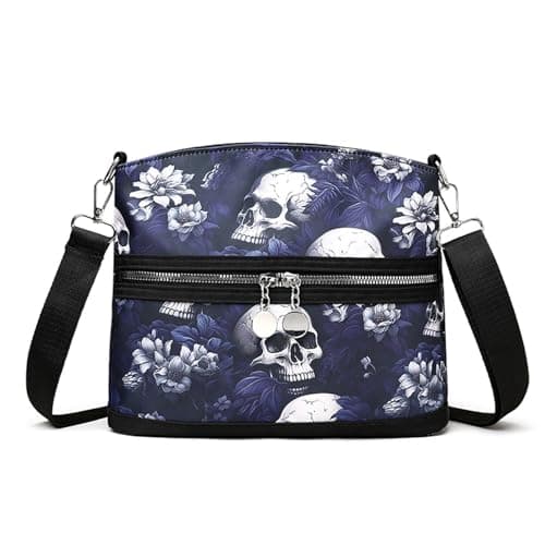 Image of MEOKIM Women's Skull Shoulder Bag, Gothic Skull Wallet Y2k Backpack Street Hippie Backpack, Purple, One Size