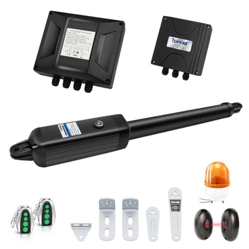 Image of TOPENS A8131 Single Swing Gate Opener Heavy Duty Automatic Gate Motor for Single Swing Gates Up to 5.5m, Electric Driveway Gate Operator AC Powered with Remote Control, Beacon and Photo Sensor