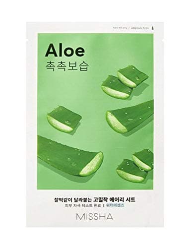 Image of MISSHA - Airy Fit Sheet Mask Aloe Water Type | Refreshing Hydration and Soothing with Aloe Vera Extract | Reduces Inflammation and Restores Moisture, Green, 1 Sheet