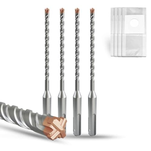 Image of METOTY SDS Plus Hammer Drill Bit 4PC 5mm×160mm, with 4 Carbide Cutting Edges, Head with Coating, Masonry Drill, Hammer Drill, Concrete Drill, for Stone, Concrete, Natural Stone, Brick Wall